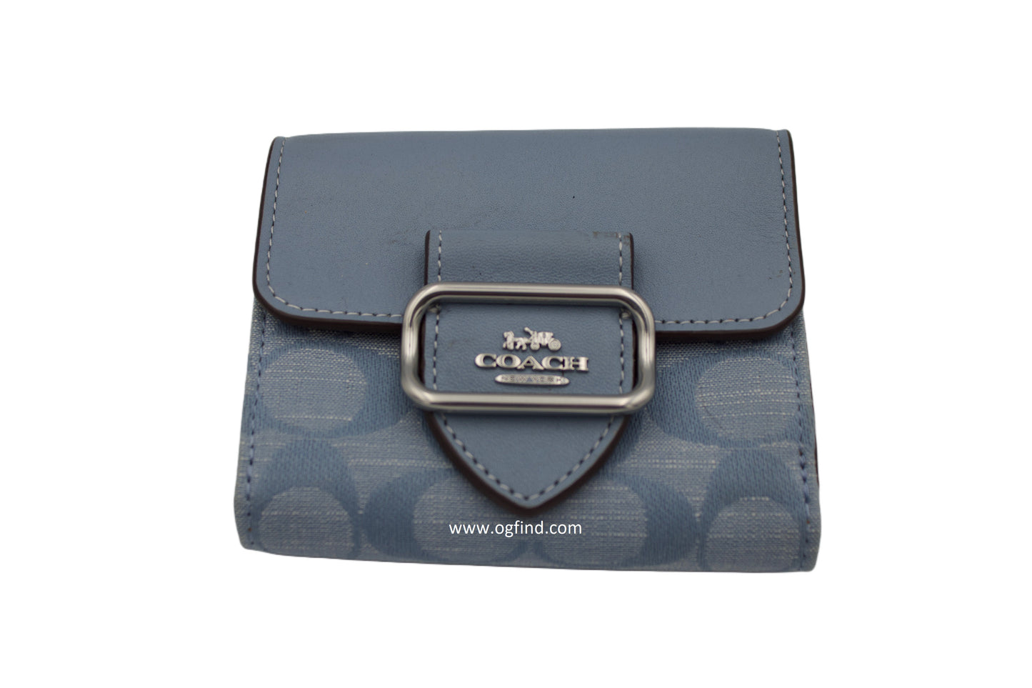 Coach Small Morgan Wallet in Signature Chambray (Light Blue)