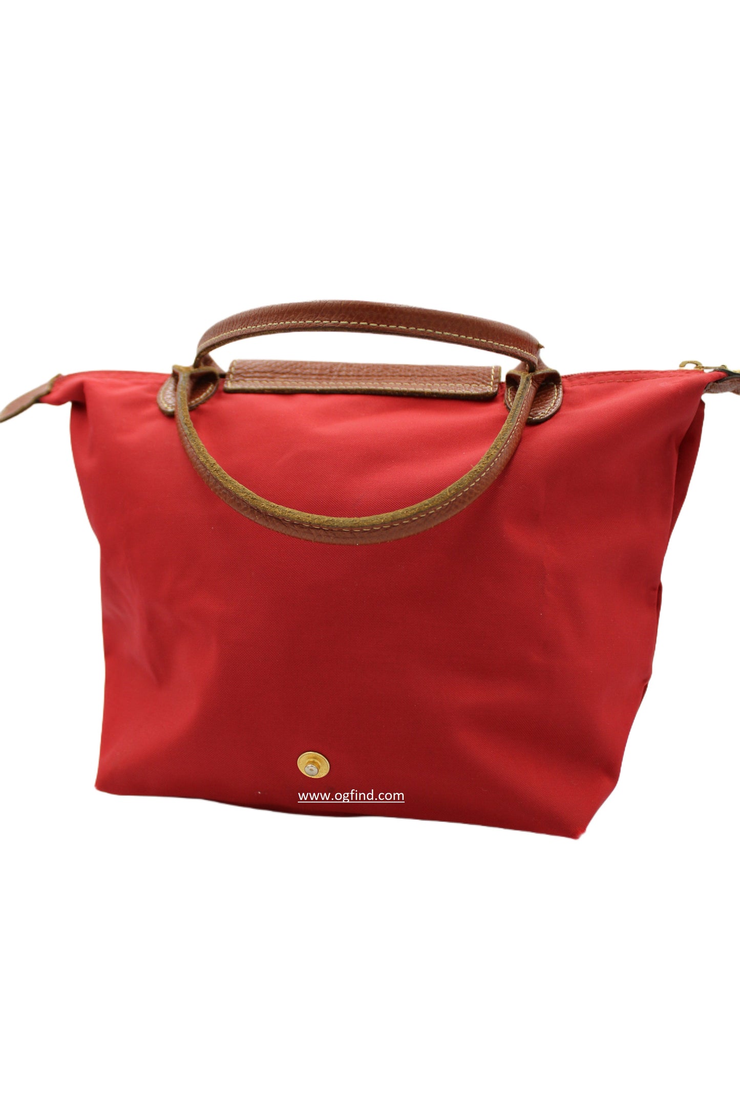 Longchamp Le Pliage Red Nylon Shoulder Bag with Leather Flap