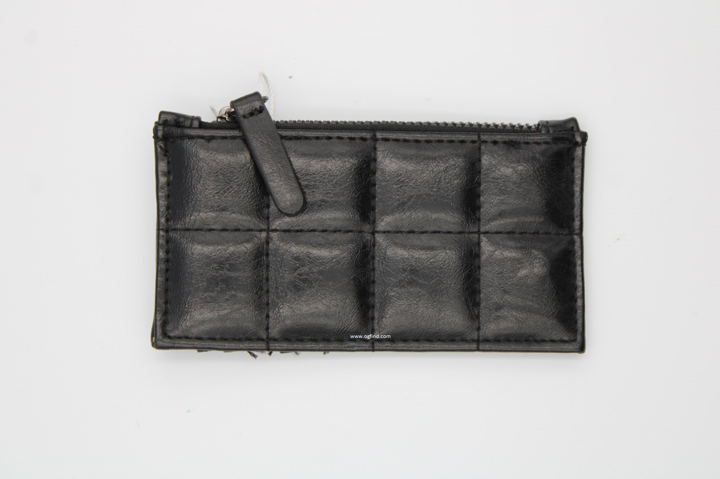 POPPY GREY Black Napa Quilted Faux Patent Leather RFID Credit Card Wallet