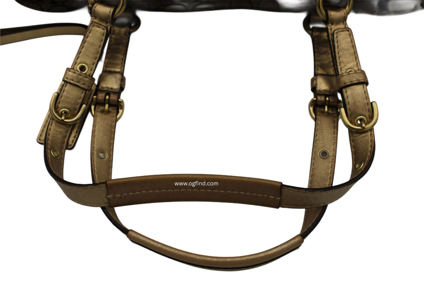 Coach F14004 Gold Patchwork Signature Canvas Leather and Suede Tote Bag