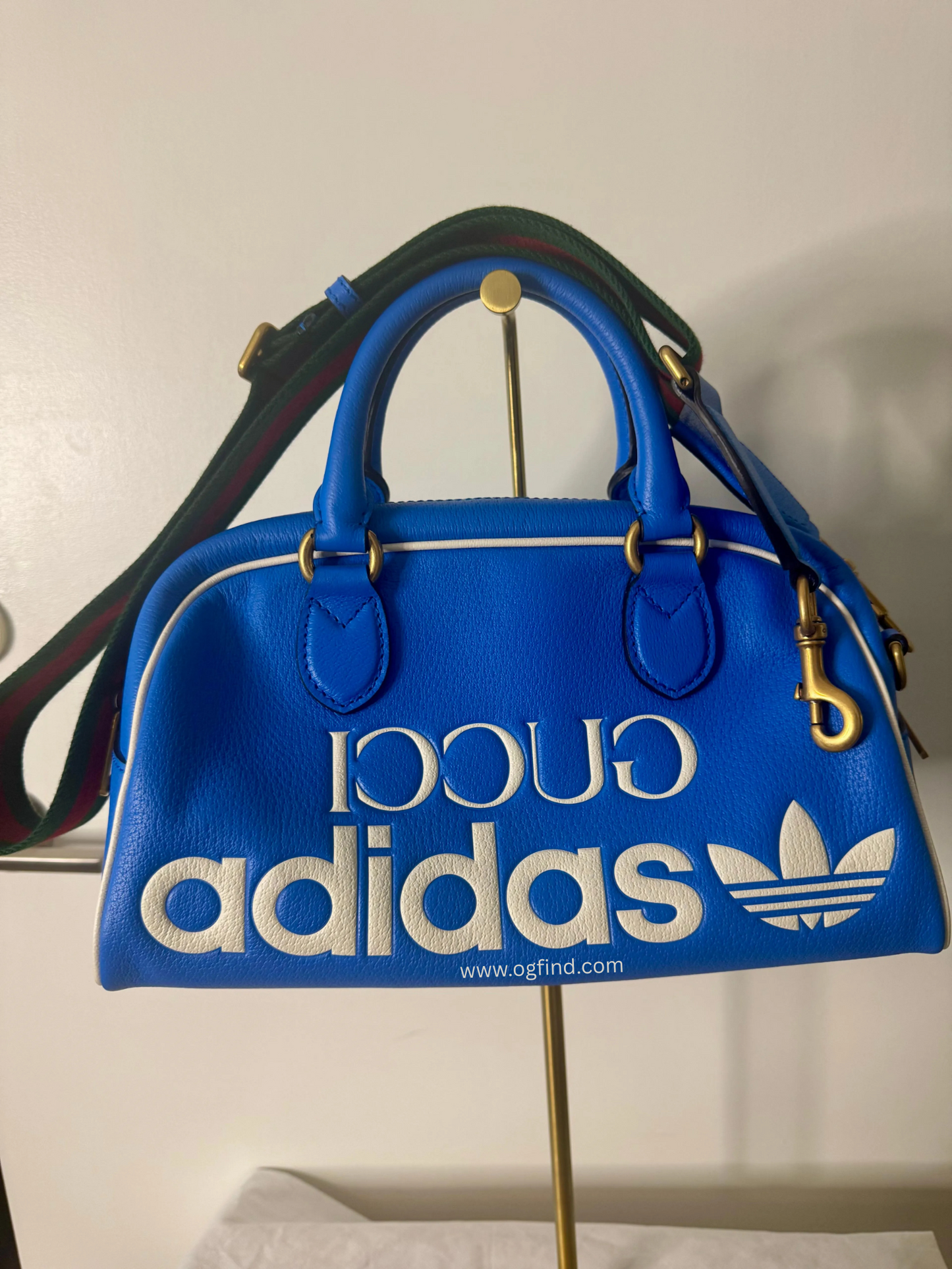 Adidas Γ Gucci Medium Duffel Bag β Blue Leather, One Size, Complete with Strap β Originally $3,300