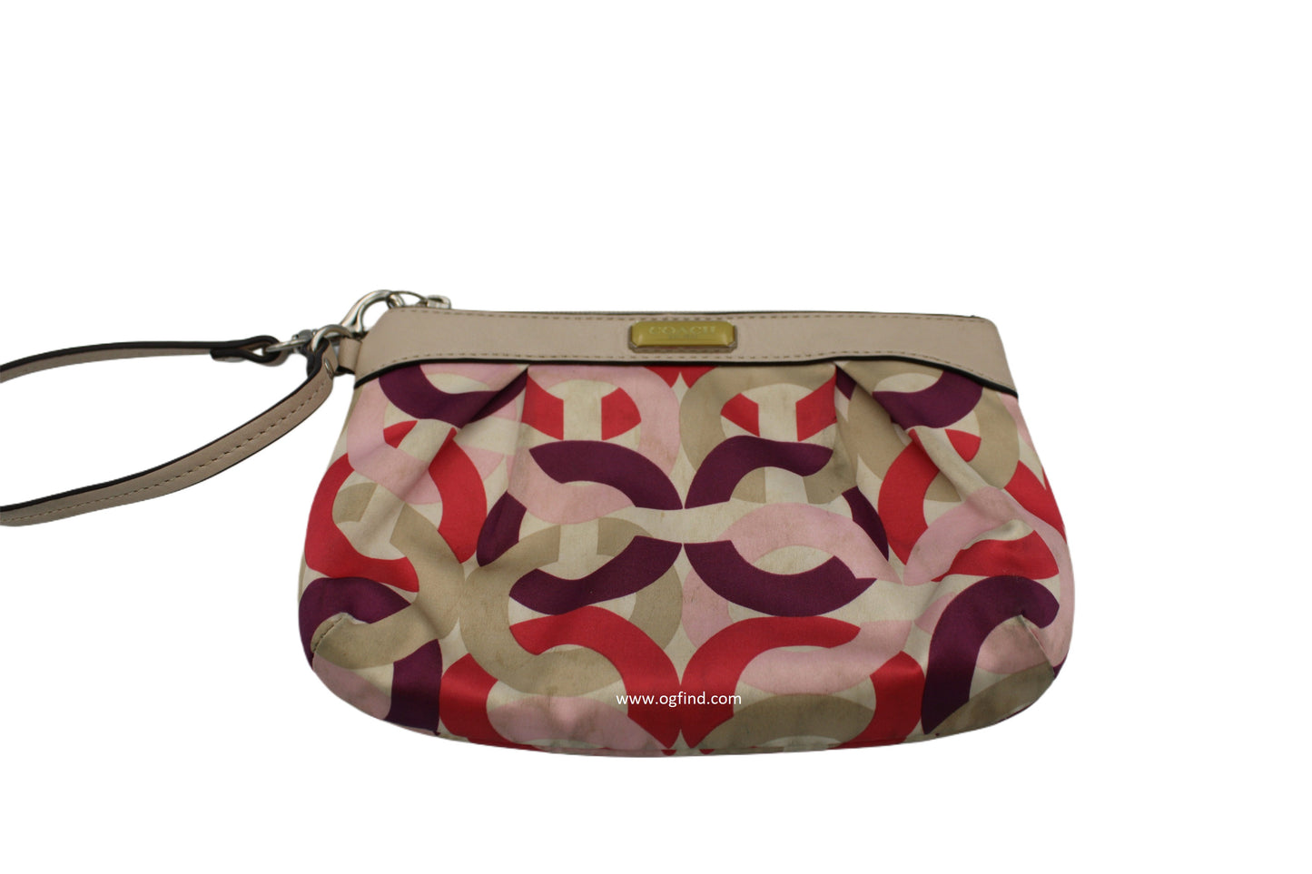 Coach Kristin Chain Print Sateen Wristlet with Leather Trim