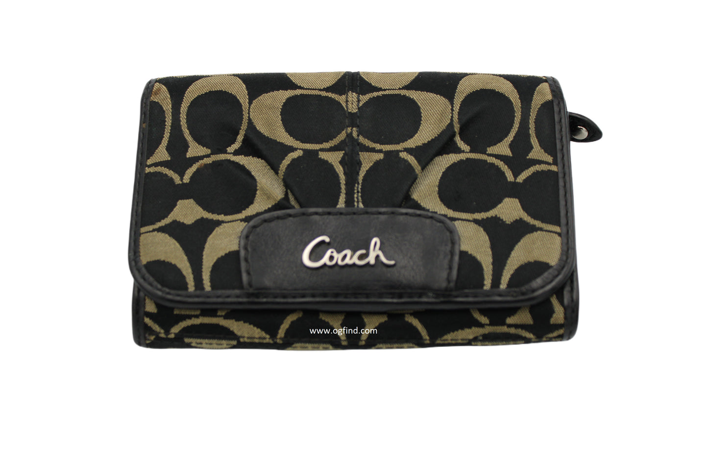 Coach Black Signature Logo Wristlet Wallet