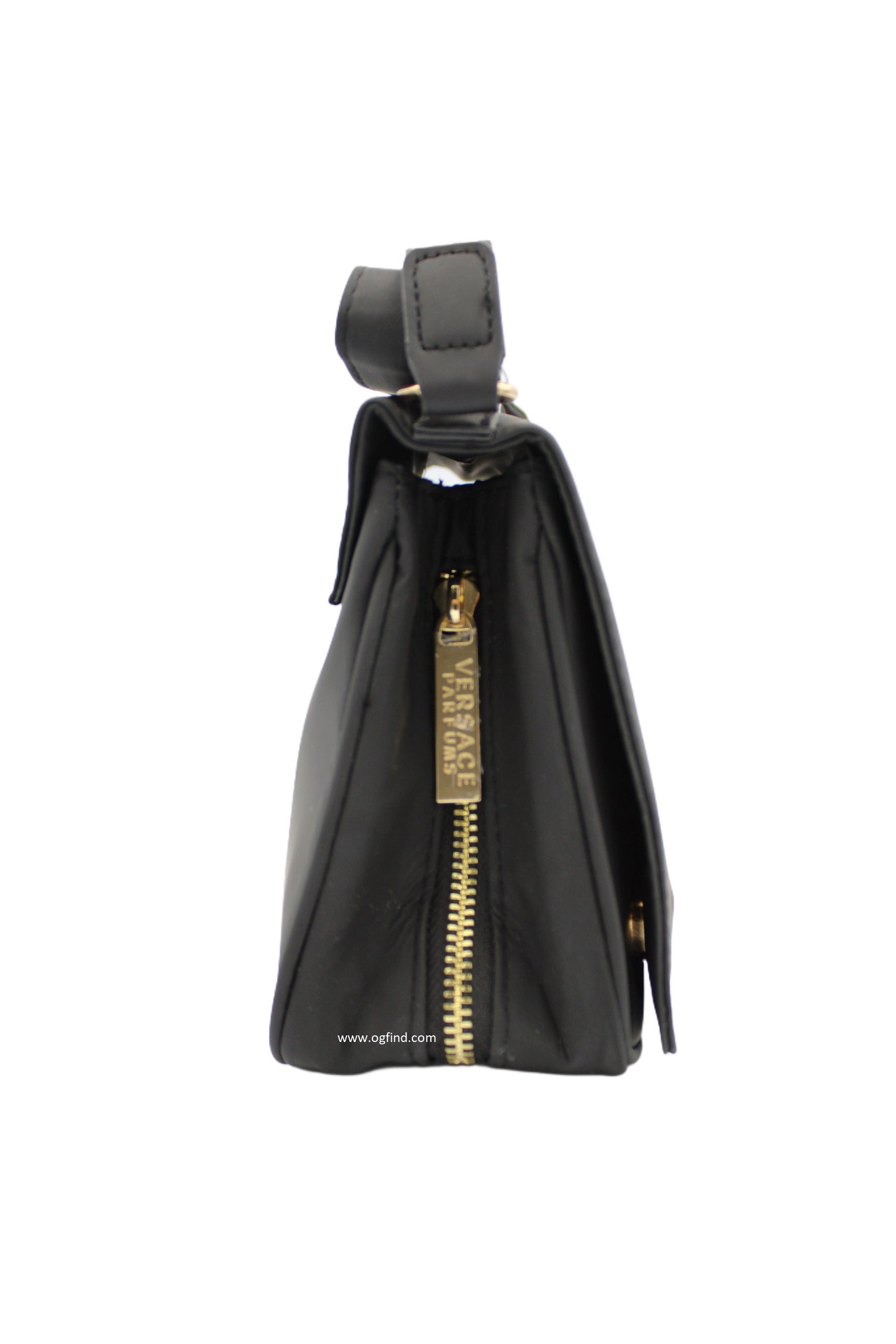 Versace Parfums Crossbody Bag – Black with Gold Accents