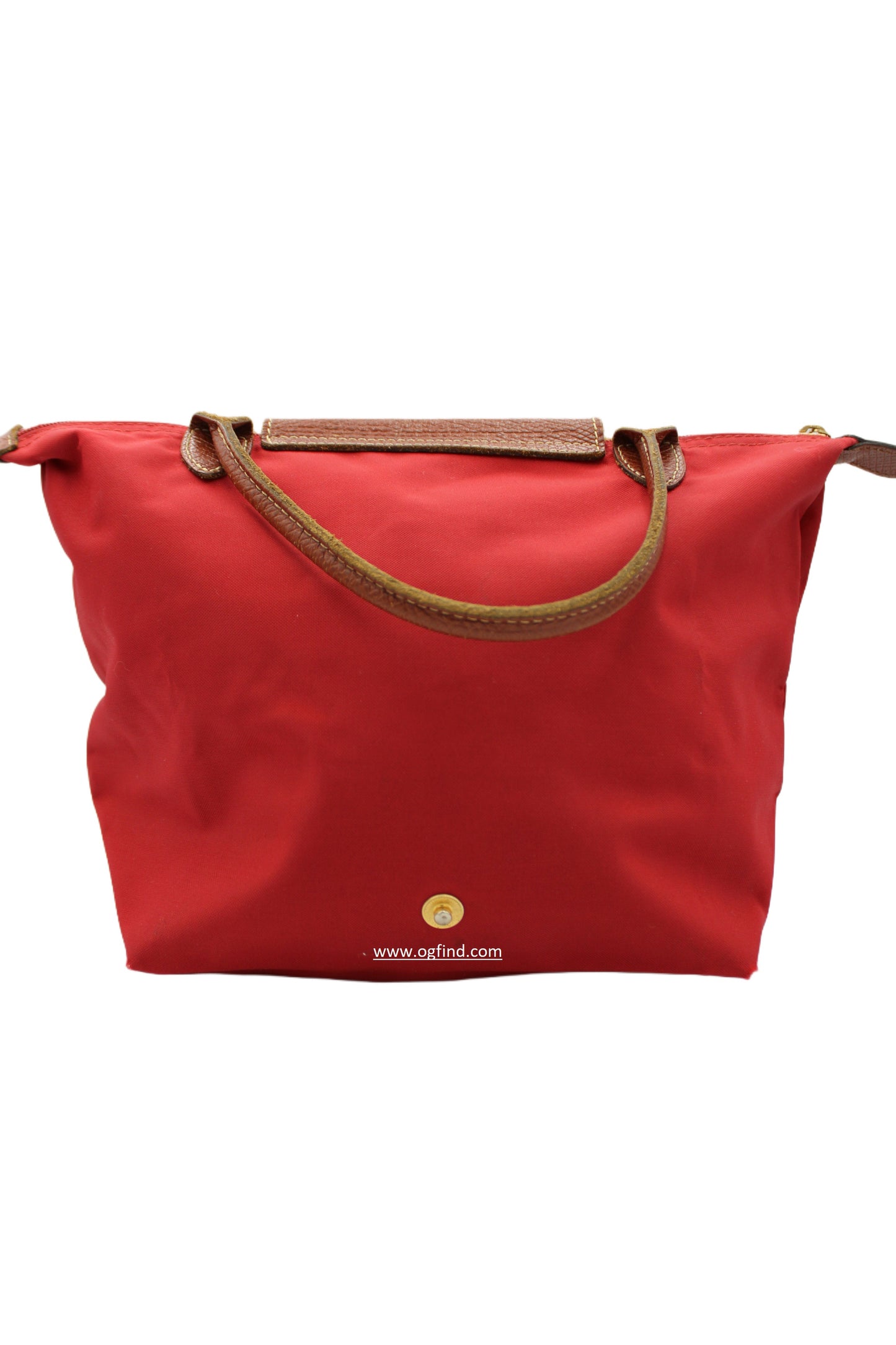 Longchamp Le Pliage Red Nylon Shoulder Bag with Leather Flap
