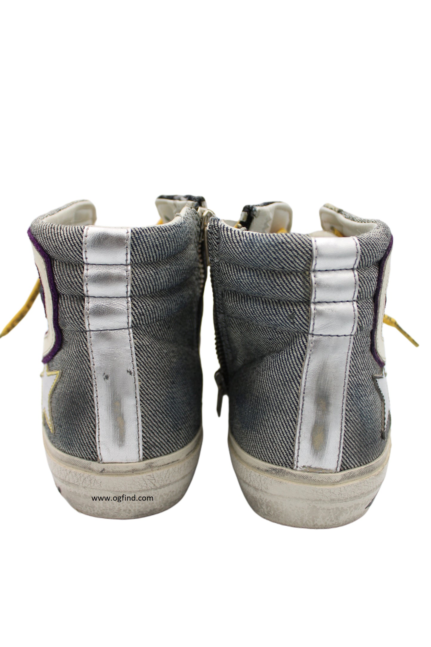 Golden Goose Slide High-Top Sneakers – Black Leather with Leopard Print &amp; Yellow Laces