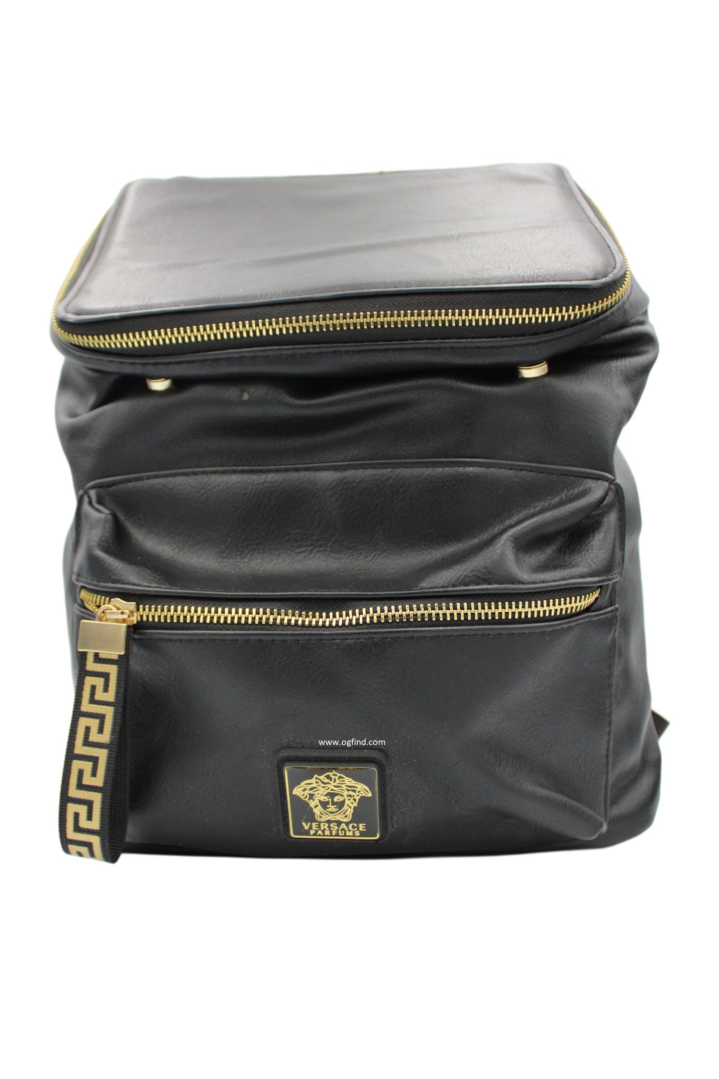 Versace Parfums Crossbody Bag – Black with Gold Accents