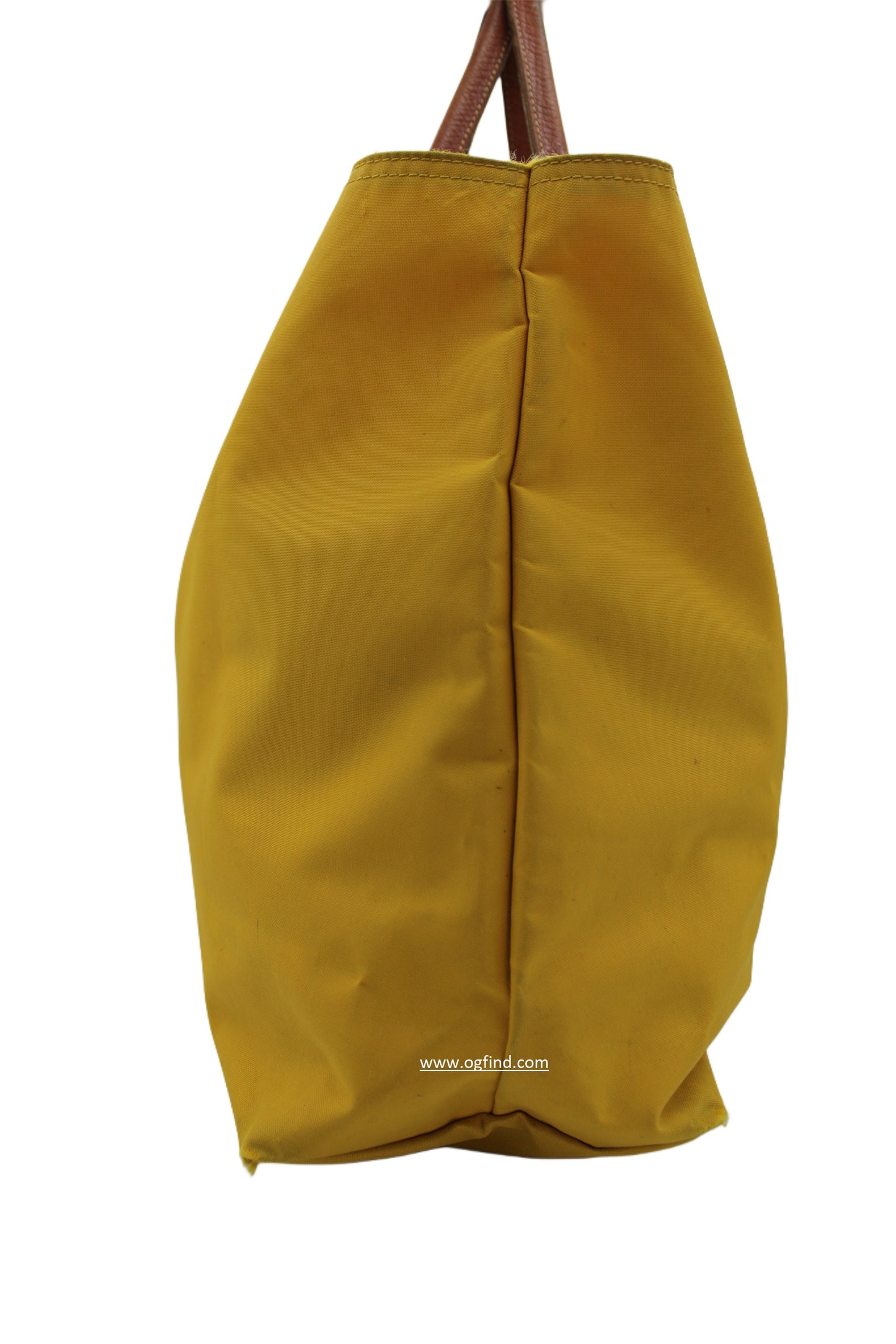 Longchamp Le Pliage Large Tote in Naples Yellow with Brown Leather Handles