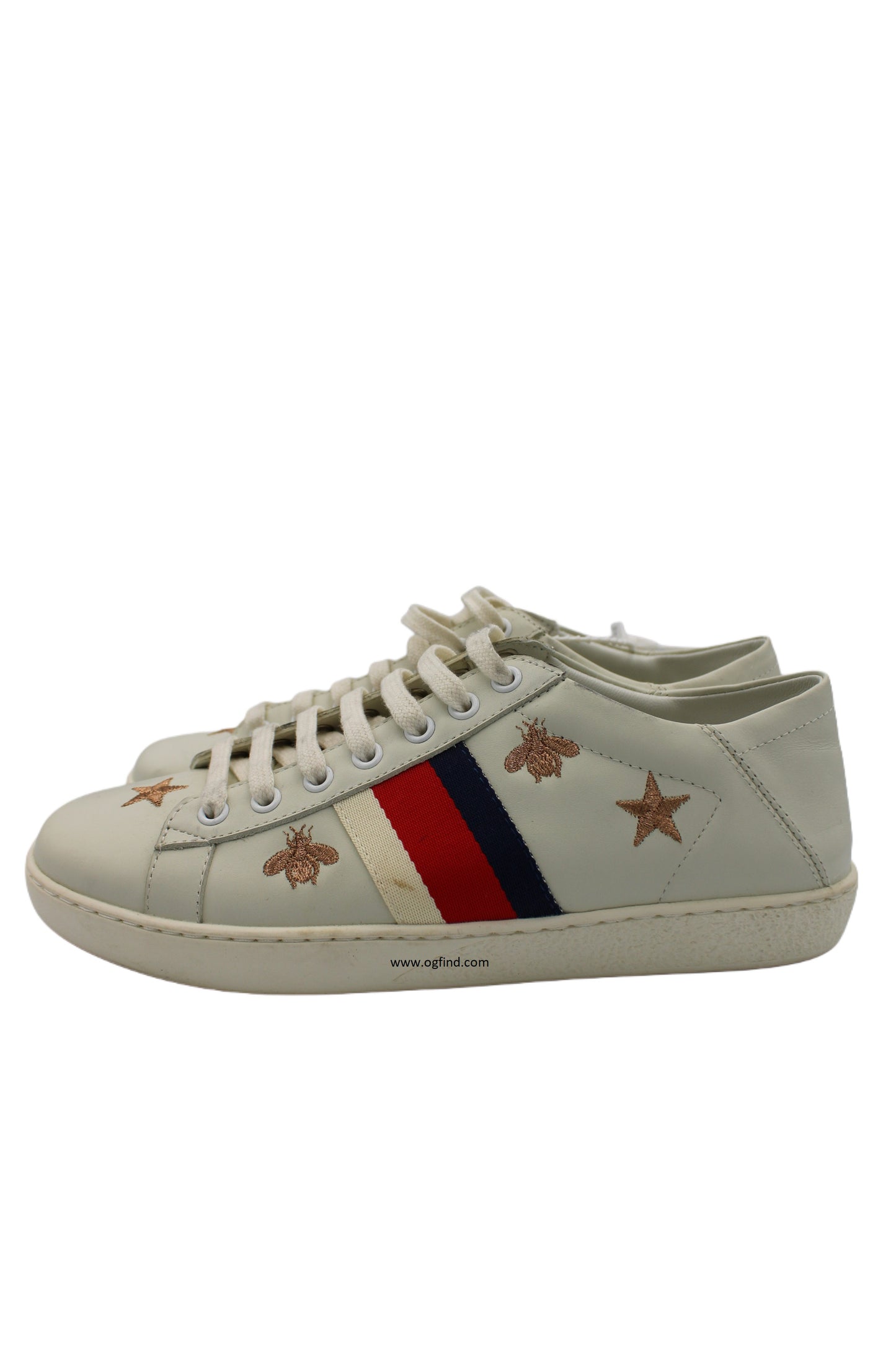 New! Gucci Ace Sneakers – White Leather with Embroidered Stars &amp; Bees