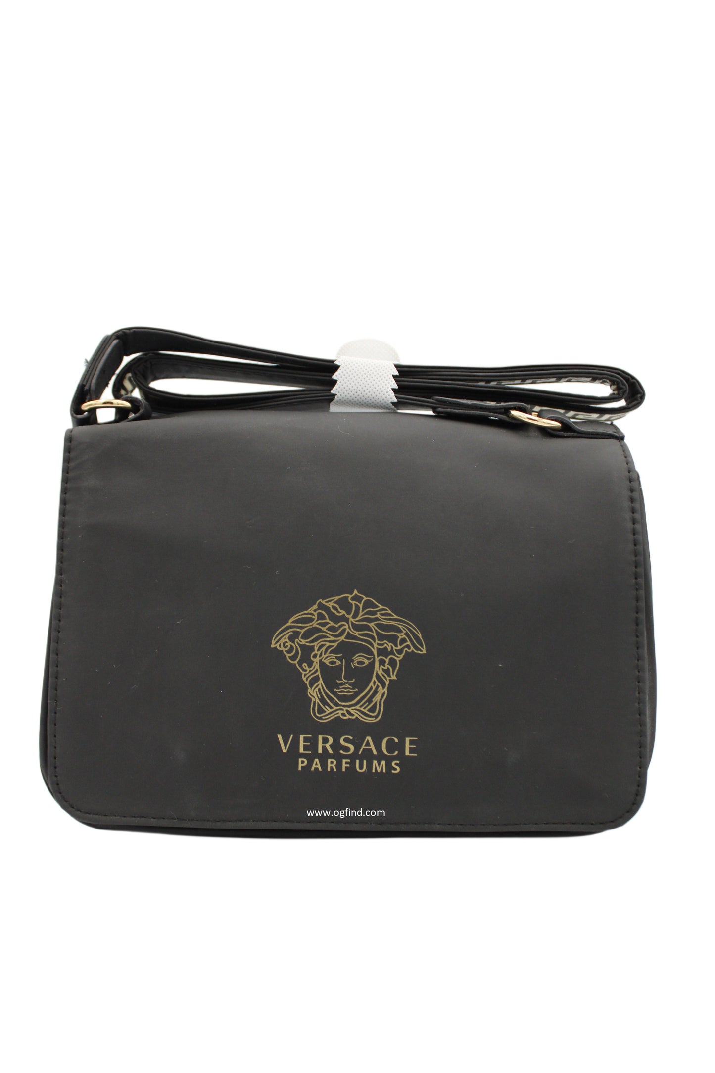 Versace Parfums Crossbody Bag – Black with Gold Accents
