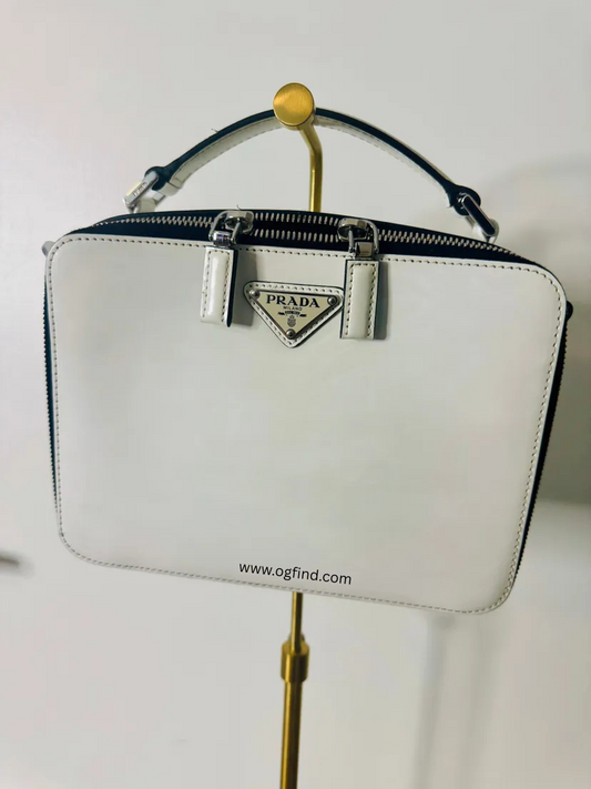Prada Medium Brique Saffiano Leather Bag – White – With Strap & Proof of Purchase (Beverly Hills)