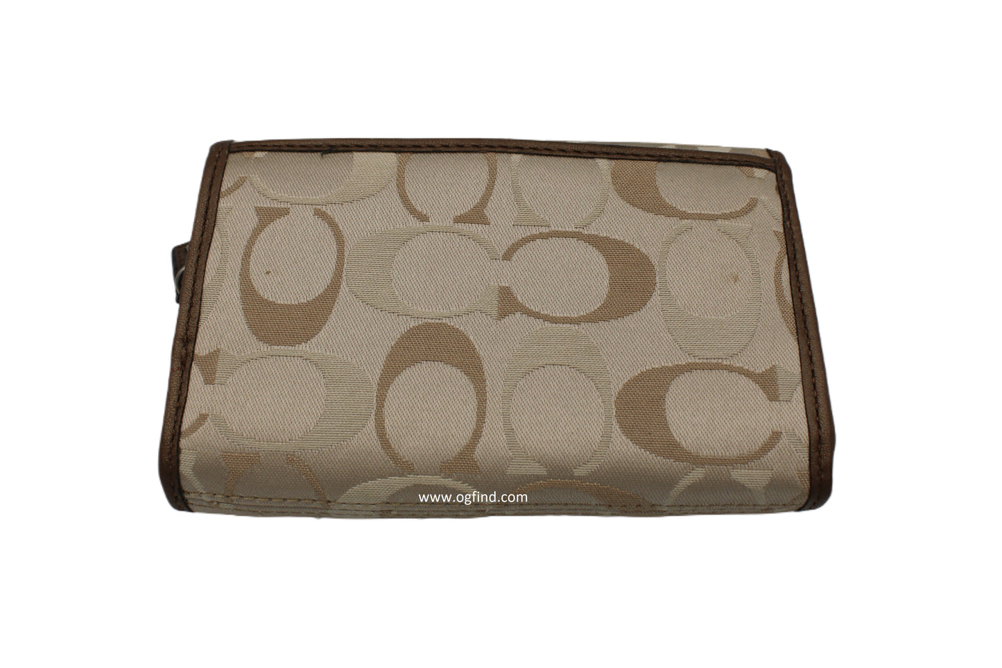 Coach Ashley Metallic Brown Khaki Signature Shimmery Compact Wallet/Clutch