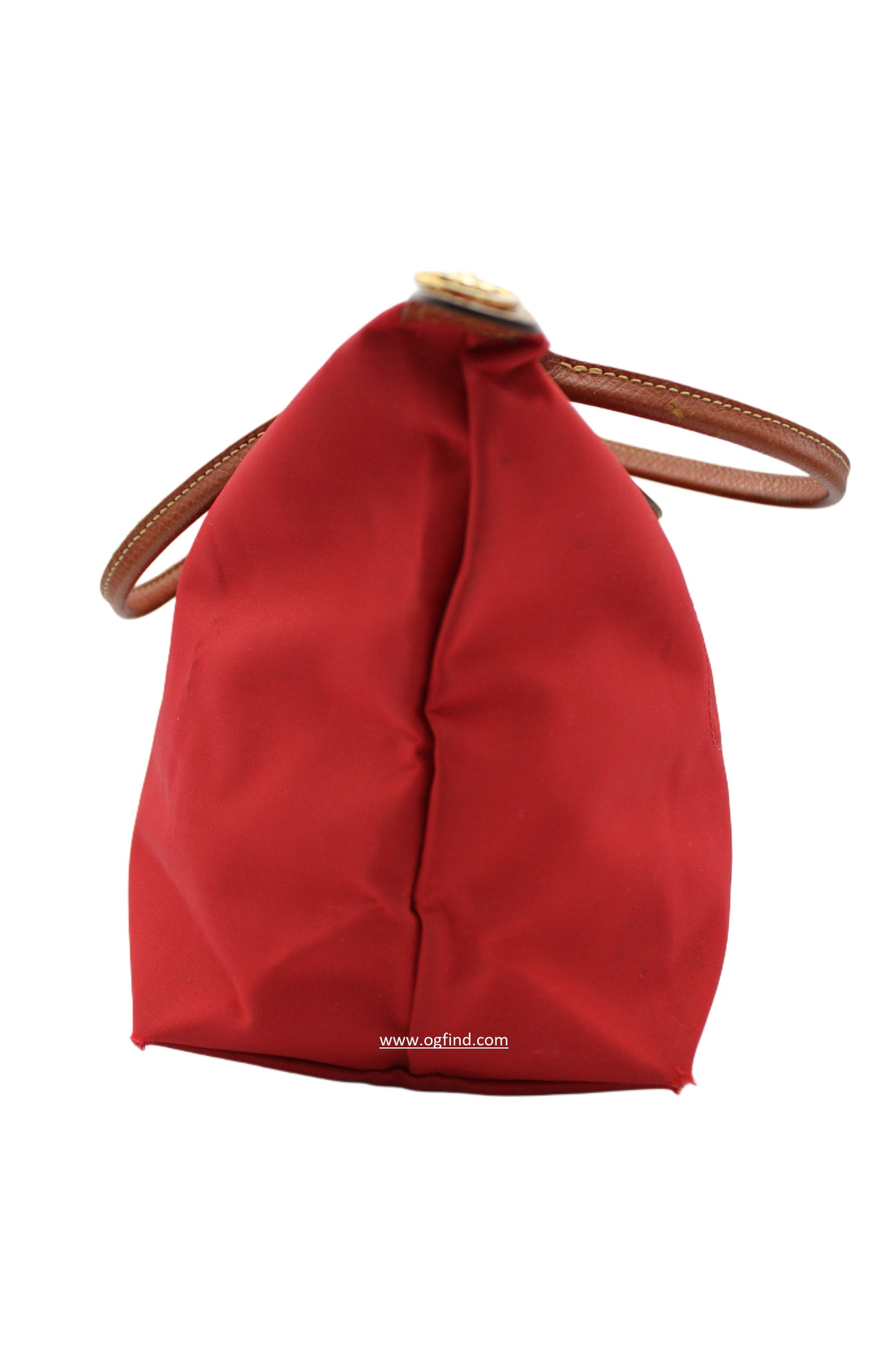 Longchamp Le Pliage Red Nylon Shoulder Bag with Leather Flap