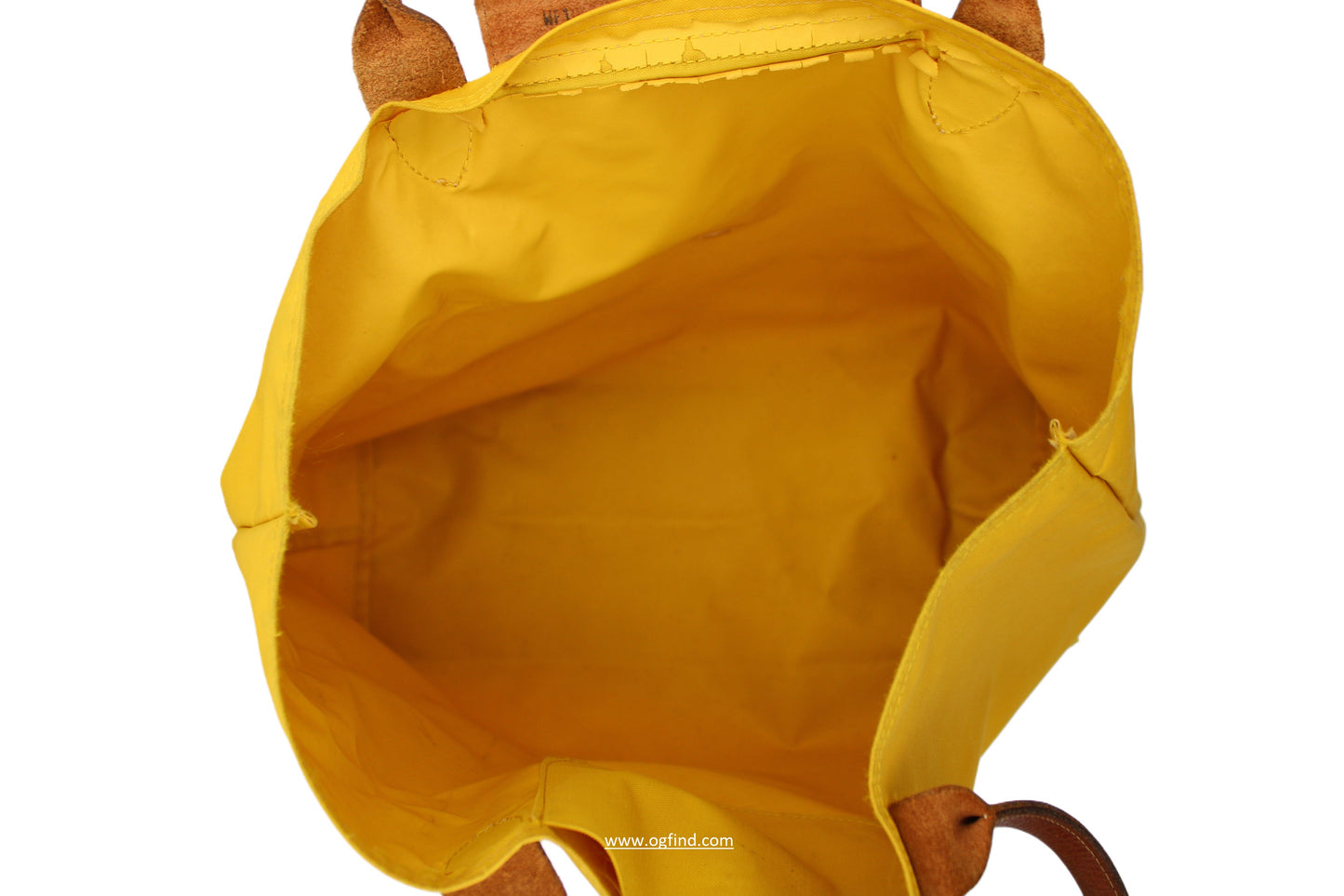 Longchamp Le Pliage Large Tote in Naples Yellow with Brown Leather Handles