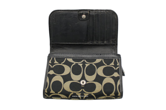 Coach Black Signature Logo Wristlet Wallet