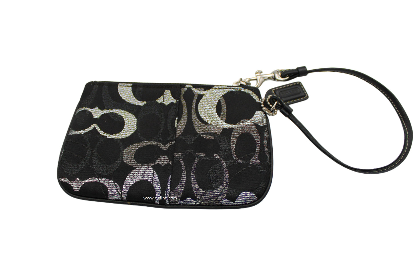 Coach Black Canvas Wristlet with Leather Trim