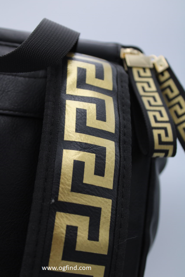 Versace Parfums Backpack Bag – Black &amp; Gold Medusa Logo
