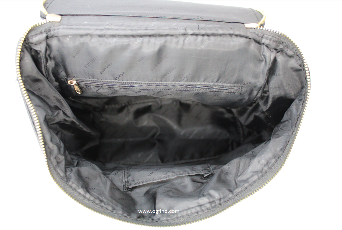 Versace Parfums Backpack Bag – Black &amp; Gold Medusa Logo