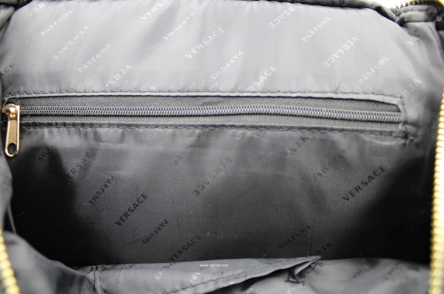 Versace Parfums Backpack Bag – Black &amp; Gold Medusa Logo