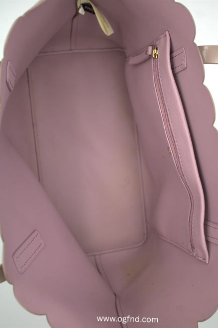 Kate Spade New York Lily Avenue Carrigan Large Scalloped Patent Leather Tote in Porcini Taupe