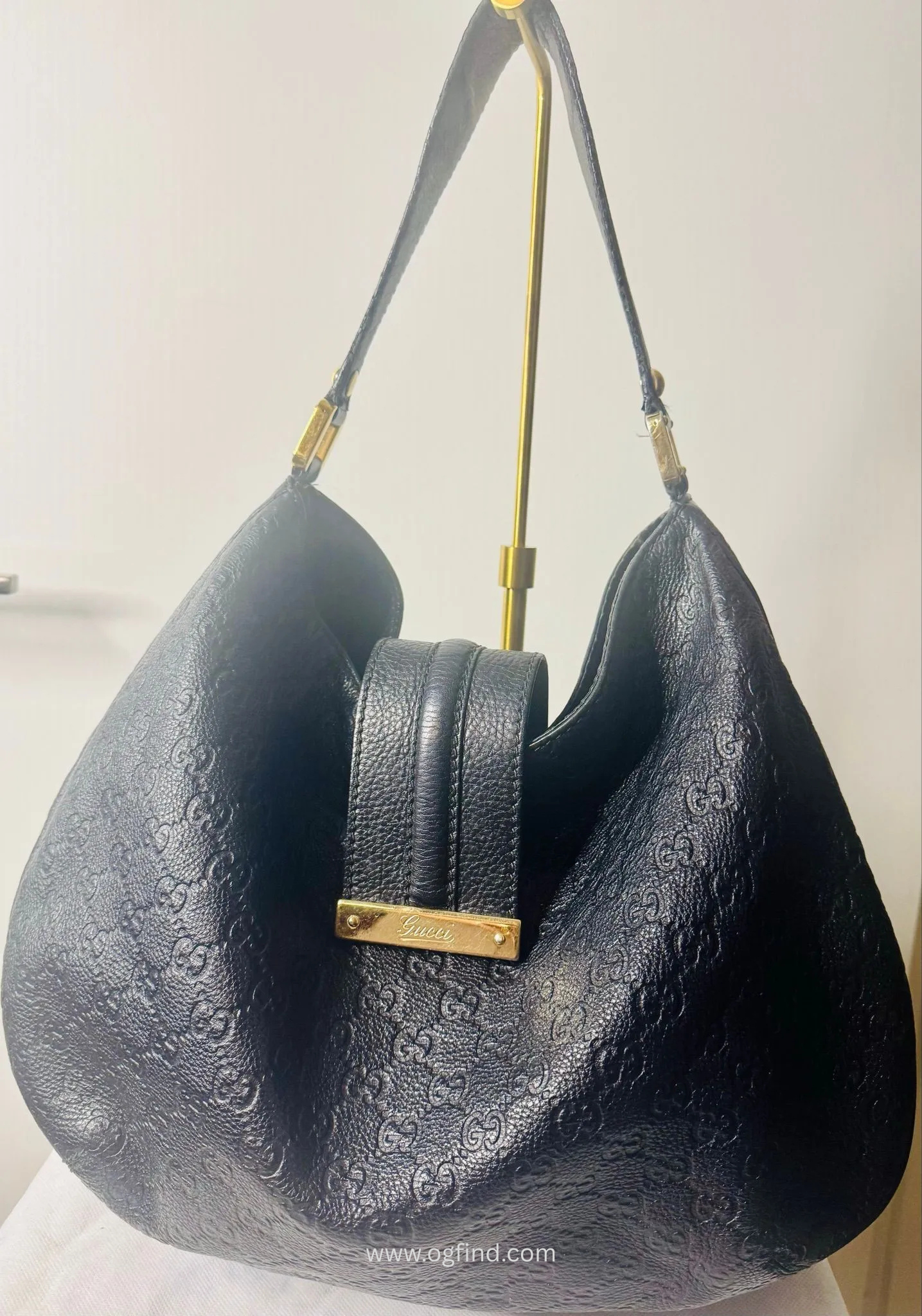 🖤 Gucci Guccissima Leather Vintage Web Hobo – Black Beauty w/ Gold Hardware! 🖤