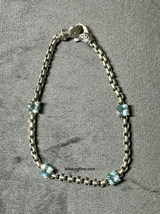 JAI box Chain and Stationed Blue Topaz Bracelet