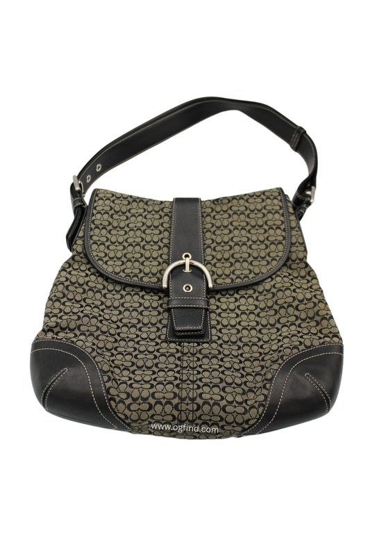 Coach Soho Signature Jacquard Shoulder Bag in Black and Gray