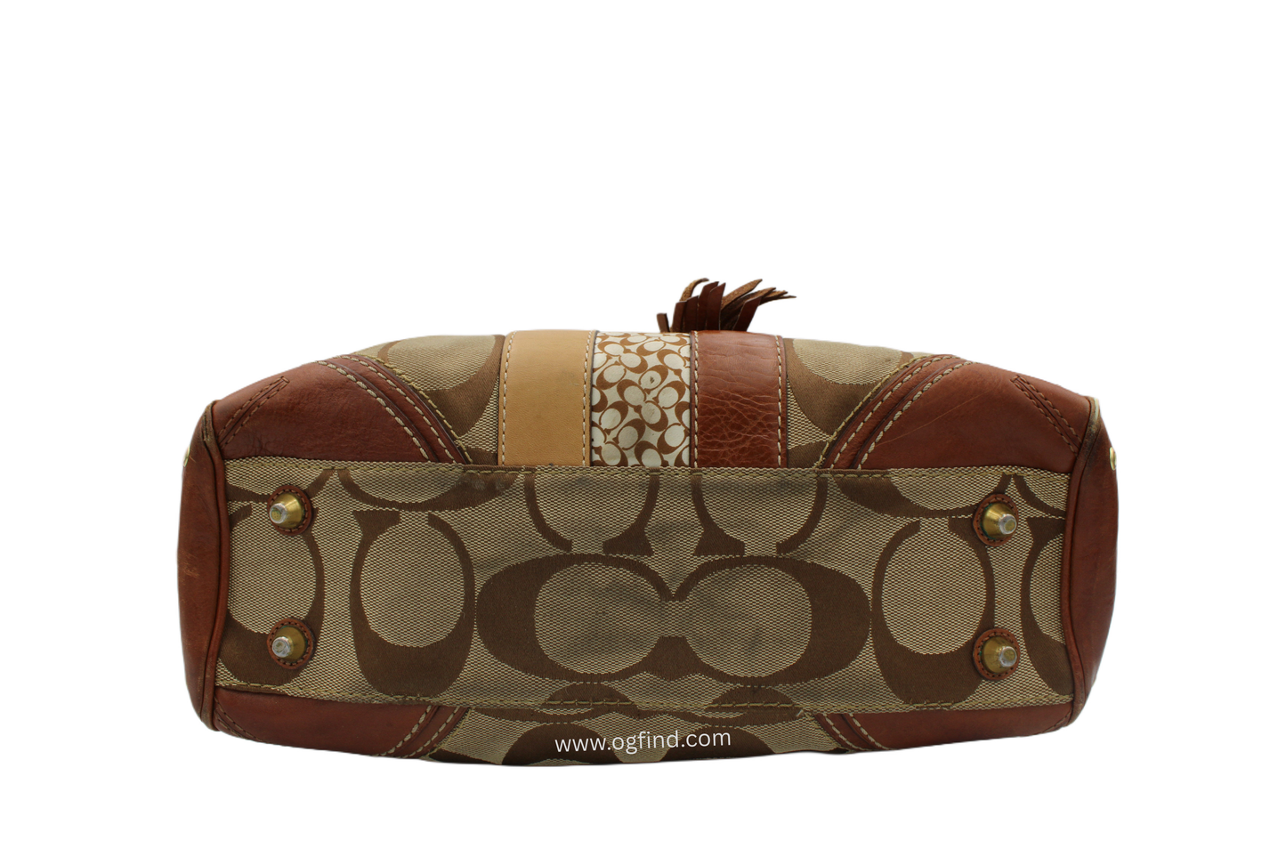 Coach Hampton Signature Carryall – Brown &amp; Tan Leather Trim Shoulder Bag (Style No. 10507)