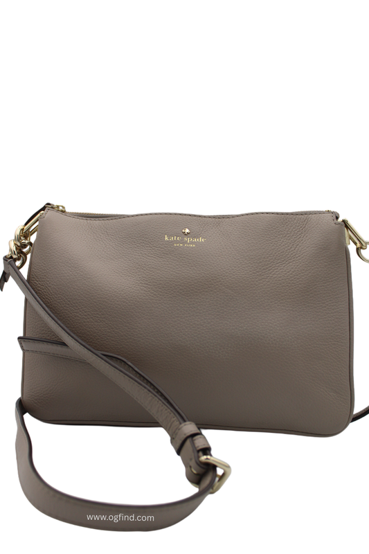 Kate Spade Madelyne Larchmont Avenue Crossbody Bag – Taupe Grey Leather