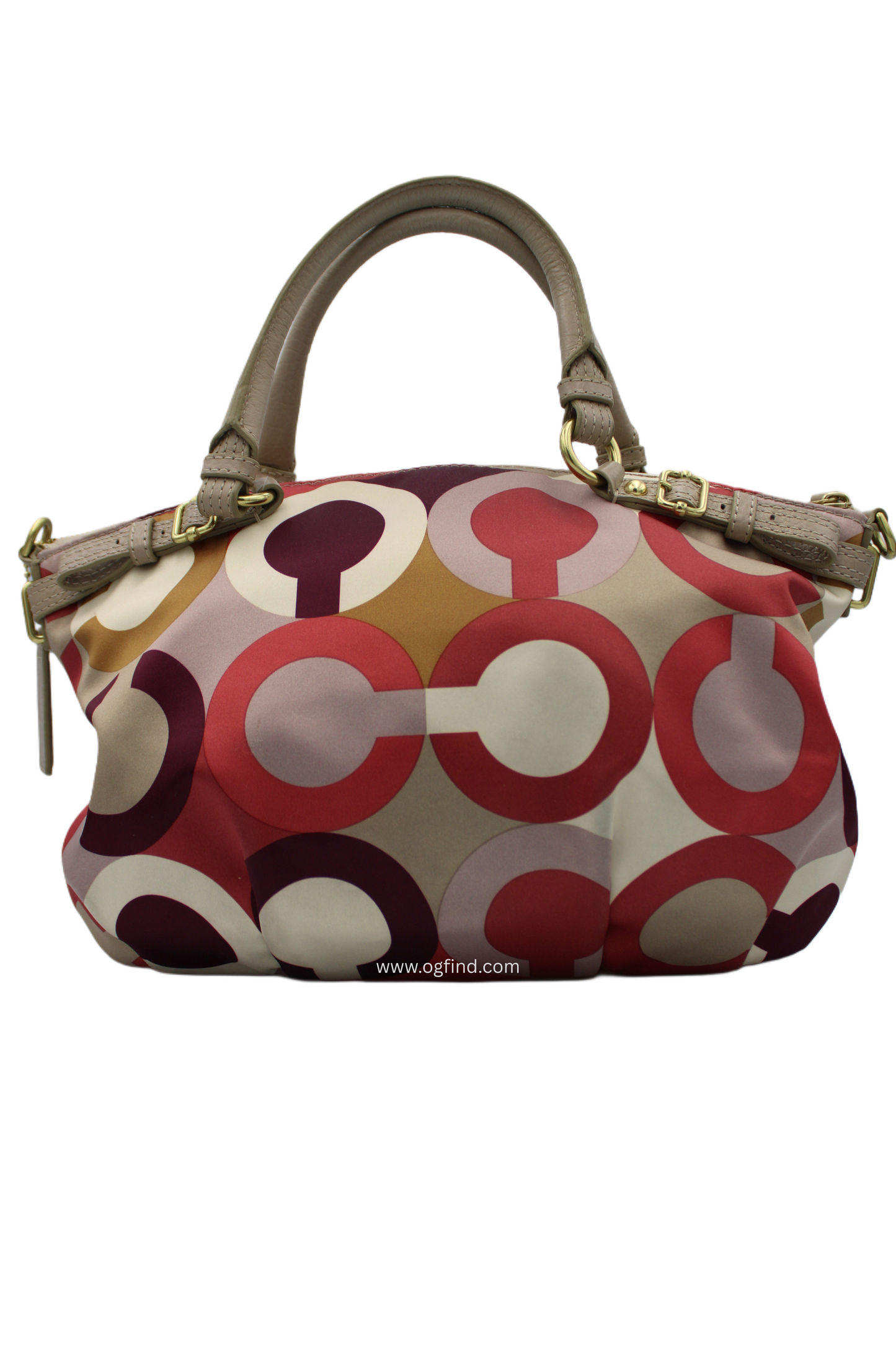Coach Sophia Cherry Pink Khaki Signature Shoulder Satchel Purse 18636