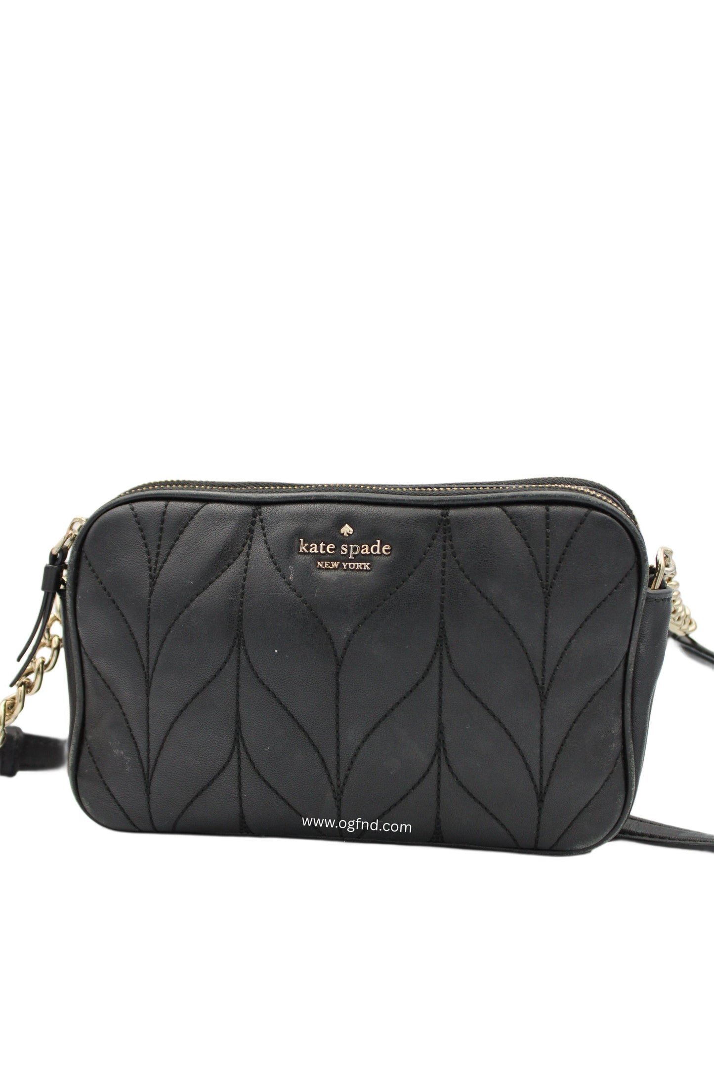 Kate Spade Briar Lane Quilted Leather Crossbody Bag in Black (Gold Chain)