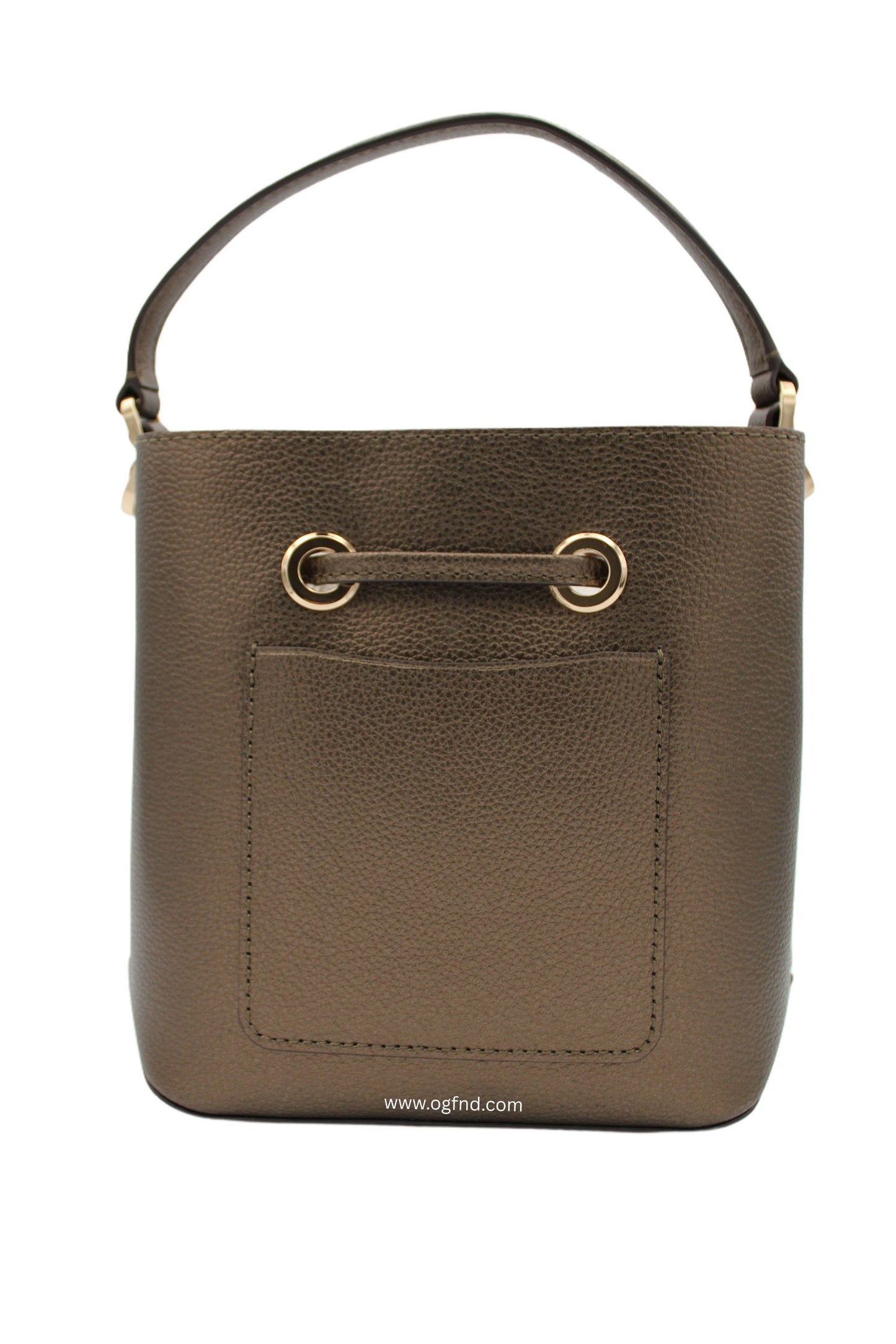 Kate Spade New York Eva Small Metallic Leather Bucket Bag in Ash
