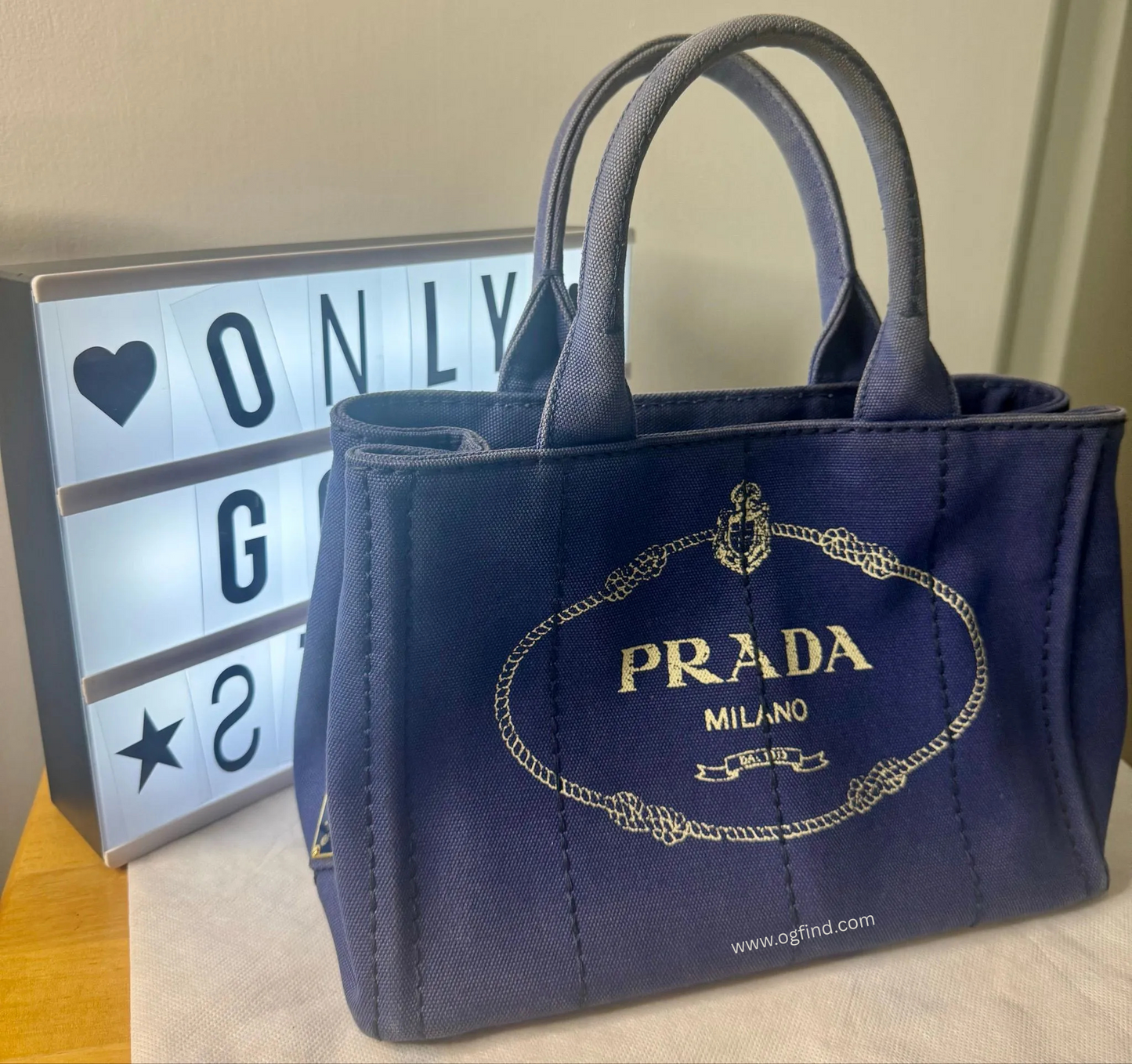 💙 Prada Canapa Mini Tote – Navy Blue Canvas – Chic Everyday Luxury 💙