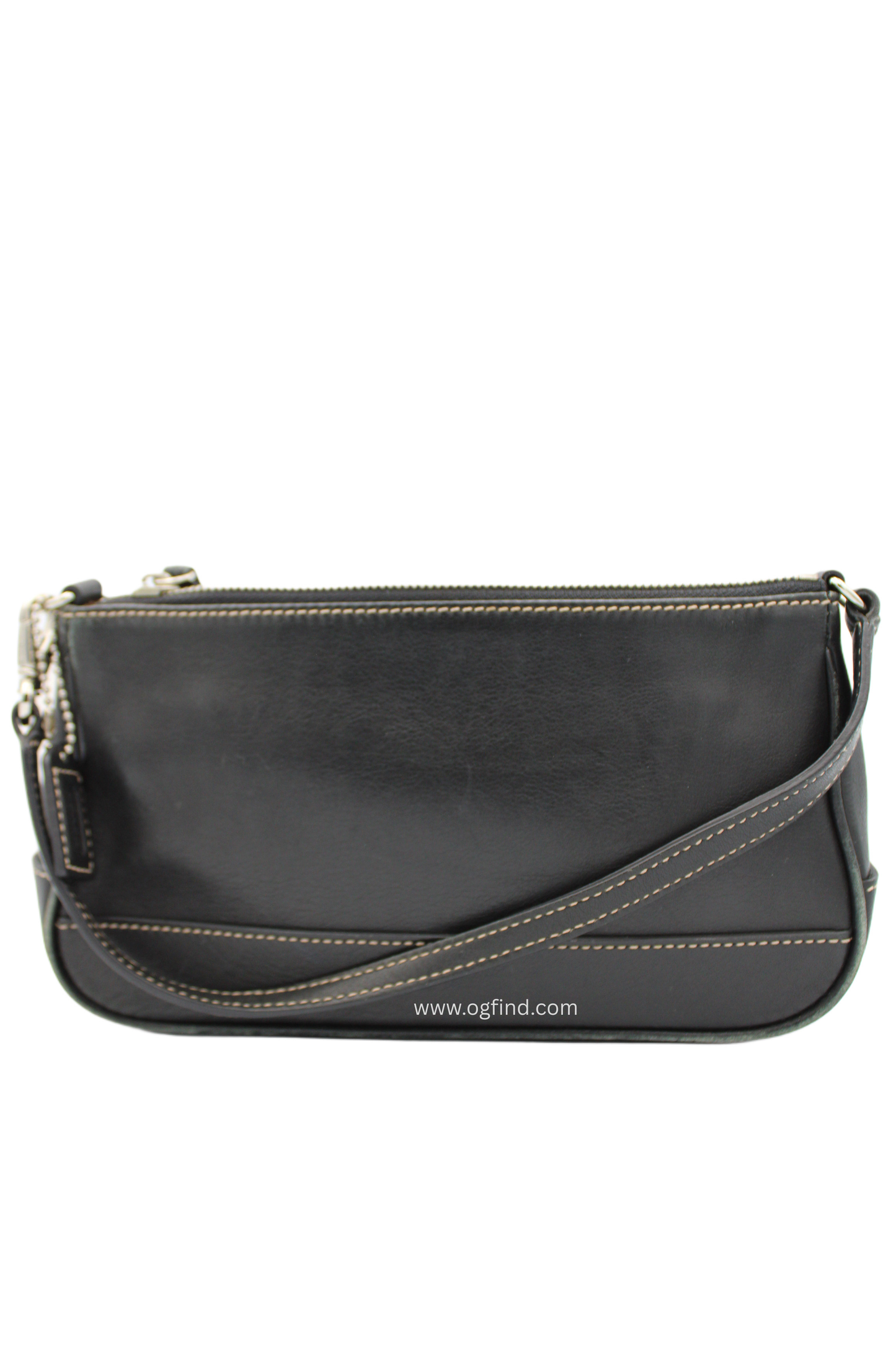 Coach Hampton Demi Shoulder Bag 7785 Black Vintage Leather Baguette