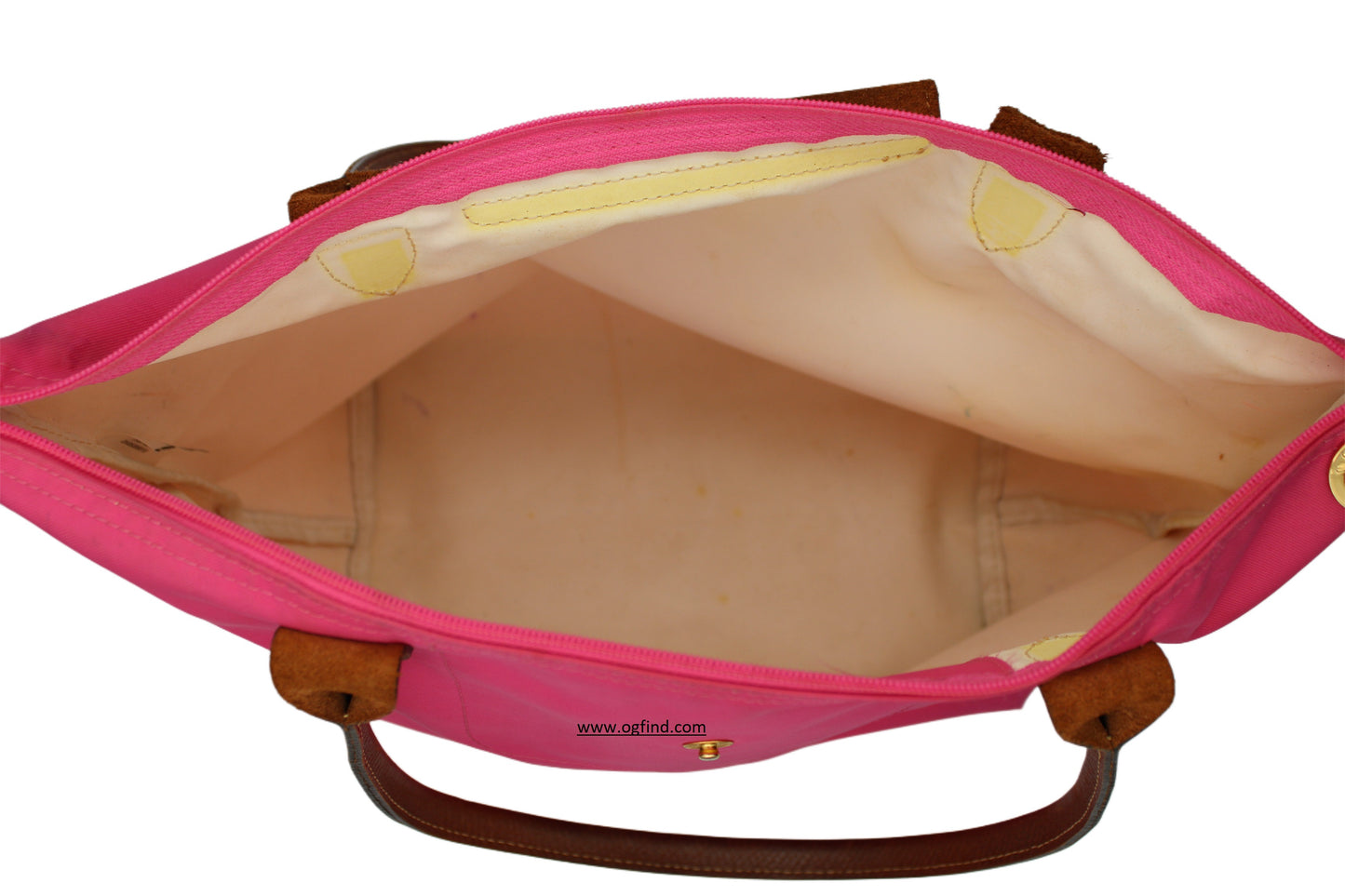 Longchamp Le Pliage Pink Nylon Tote with Leather Trim