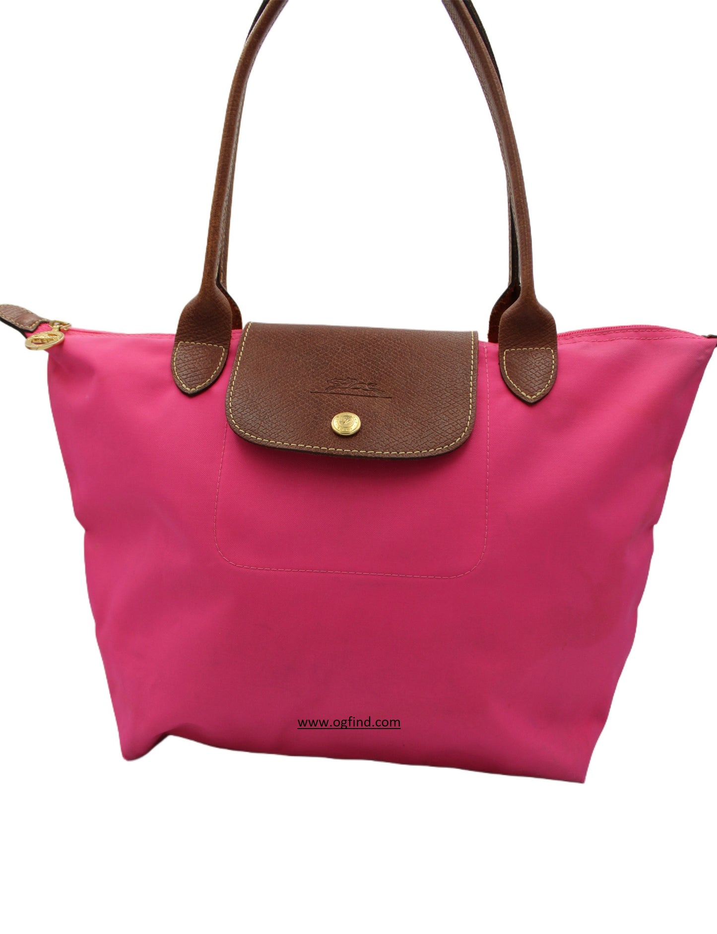 Longchamp Le Pliage Pink Nylon Tote with Leather Trim