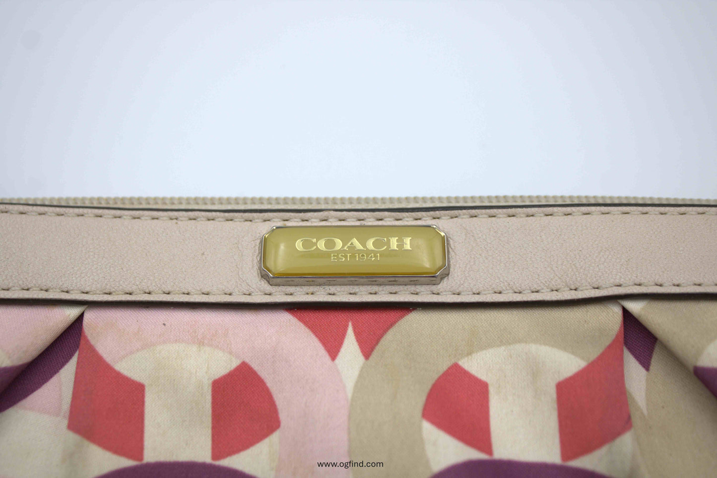 Coach Kristin Chain Print Sateen Wristlet with Leather Trim