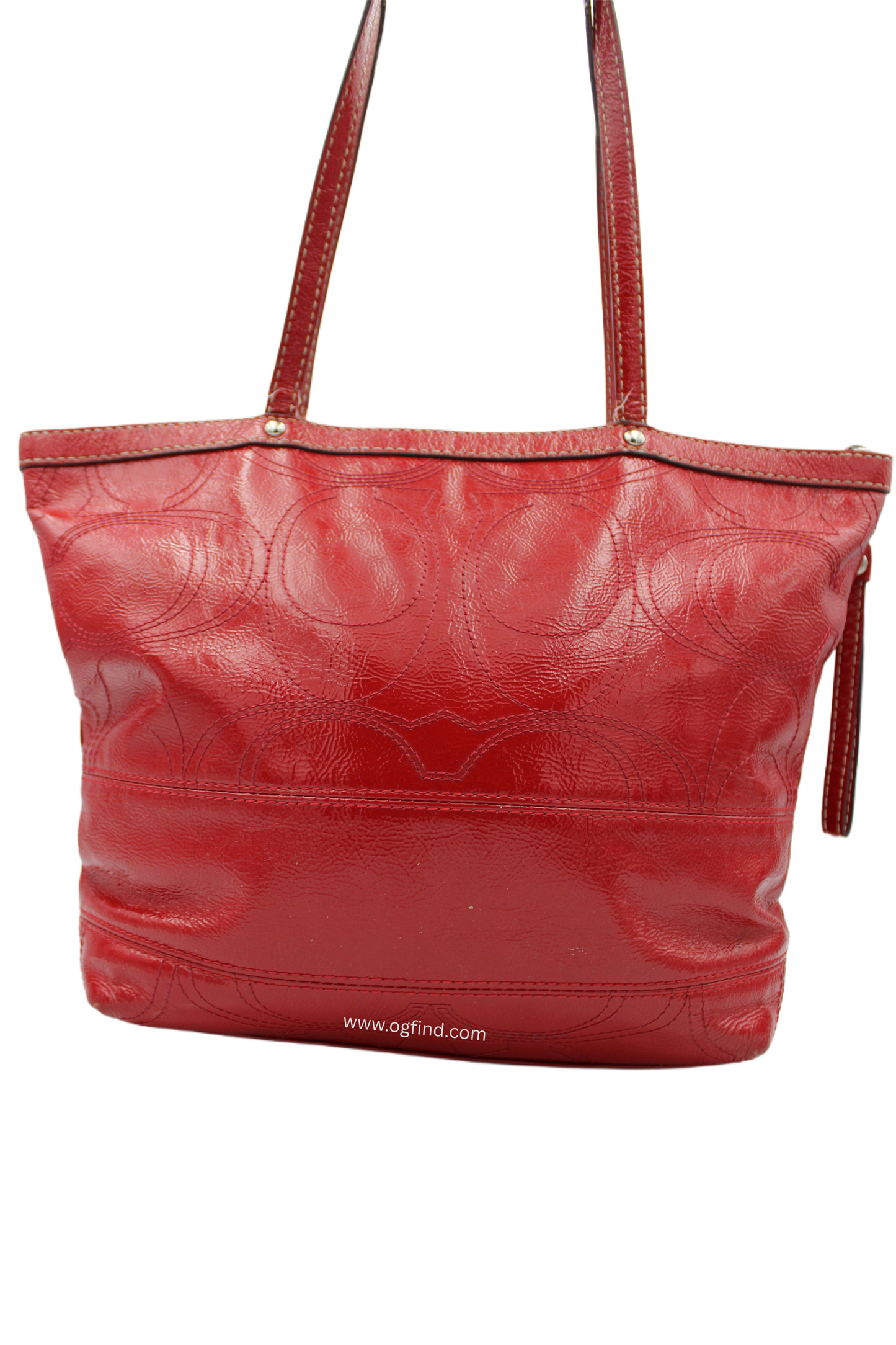 Coach F15142 Berry Pink Patent Leather Signature Satchel Shoulder Bag