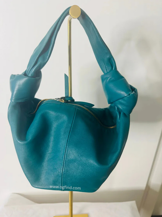 Bottega Veneta Double Knot – Teal Lamb Leather – Iconic Design – Excellent Condition